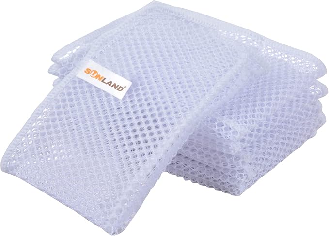 SUNLAND Netted Dish Cloths for Washing Dishes No Odor Dishes Scrubber for Kitchen-Fast Drying and Easy to Clean Mesh Dish Cloth 6 Pack 12Inch x12Inch White