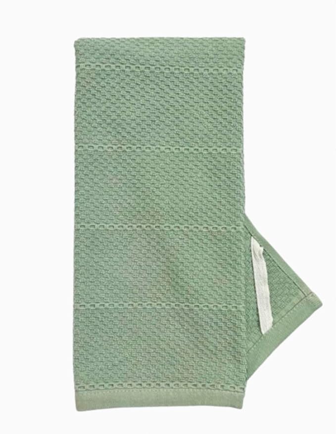 Serafina Home Sage Green Kitchen Dish Towels: 100% Cotton Cloth Soft Cleaning Drying Absorbent Textured Terry Loop, Set of 3 Multipurpose for Everyday Use