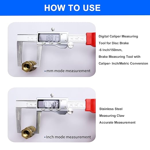 GODESON Disc Brake Rotor Micrometer,Digital Caliper Measuring Tool for Disc Brake-6 Inch/150mm,Brake Measuring Tool wtih Caliper- Inch/Metric Conversion, Brake Caliper with Stainless Steel