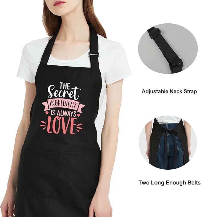 Funny Waterdrop Resistant Aprons for Women with 2 Pockets, Adjustable Bib Chef Kitchen Apron for Cooking Baking