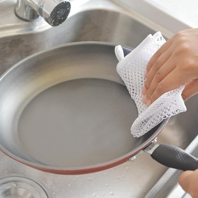 SUNLAND Mesh Dish Cloths Kitchen Dish Cloths for Washing Dishes Fast Drying No Odor Dish wash net 12 Pack 12 Inch x 12 Inch White