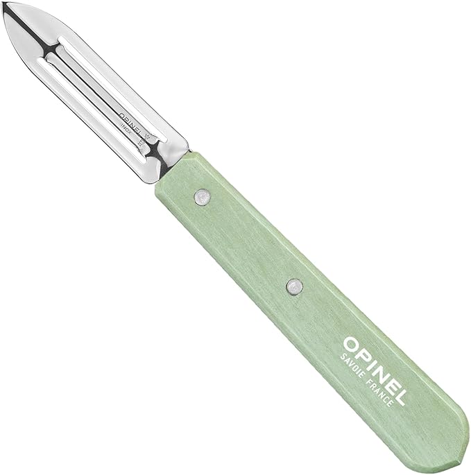 OPINEL Essential No.115 Peeler, Hornbeam Wood Handles, Made in France (Sage Green)