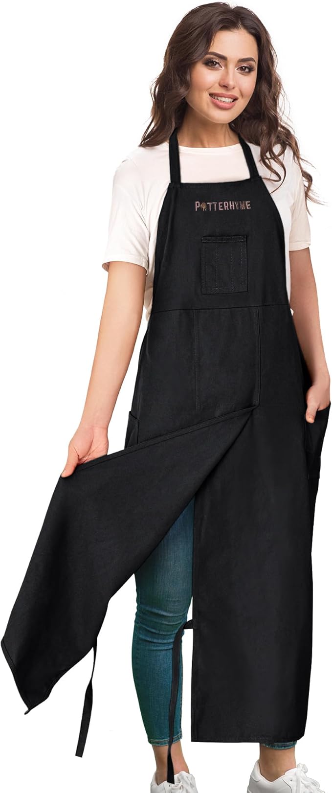 Full Coverage Pottery Apron Split Leg - 100% Cotton Canvas Potter's & Ceramics Aprons with Pockets for Women & Men