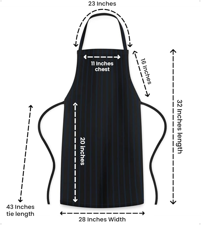Avalon Kitchen Aprons for Men - 100% Polyester Chef Apron Women with Extra Long Ties - Cooking Aprons for Women & Mens Apron