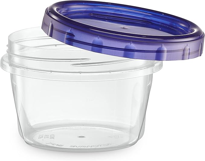 ELEGANT DISPOSABLES Twist Top Food Storage Containers 16 oz 12 Pack Plastic Freezer Storage Containers Leakproof Reusable with Screw on Colored Lids