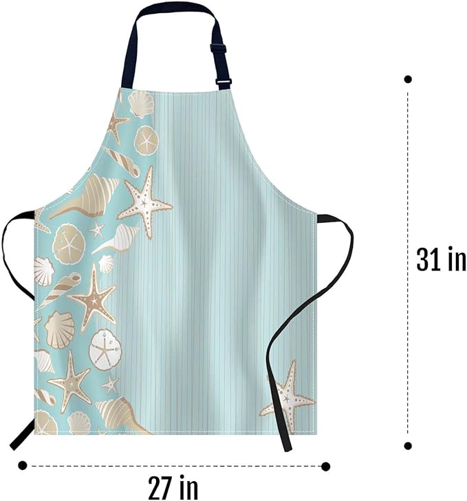 oFloral Seashell Beach Party Apron - Cook & Serve, BBQ & Catering Bib