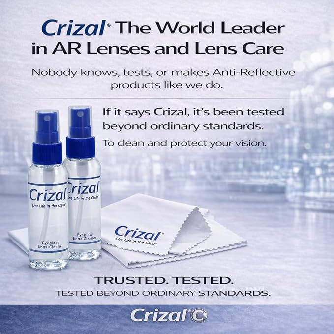 Crizal Microfiber Cleaning Cloths for Eyeglasses – Designed & Tested by CRIZAL® for AR-Coated Lenses – Safe Lens Cleaning Without Scratching-4 Pack
