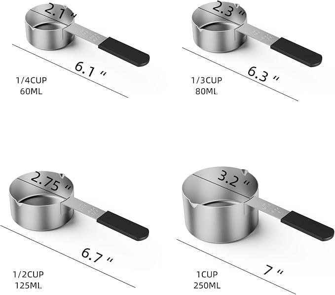 Magnetic Stackable Stainless Steel Measuring cups and spoons set,4 Magnetic measuring cups,4 magnetic measuring spoons