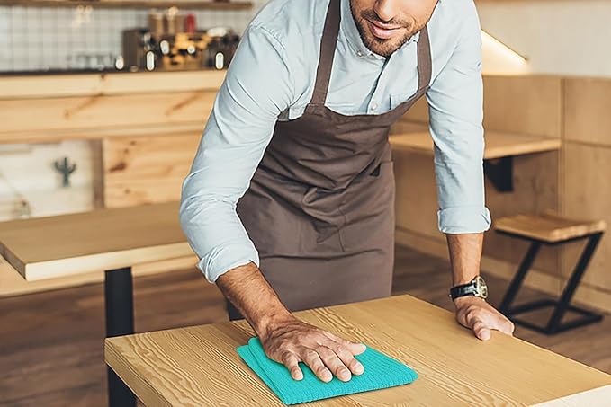 Softolle Bar Mop Towels, Pack of 12-16x19 Inches - 100% Cotton Super Absorbent Towels, Multi-Purpose for Home and Bar Cleaning (Turquoise)