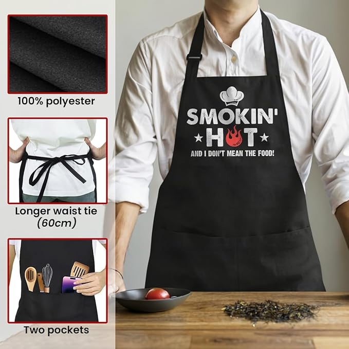 SANDJEST Funny Apron for Dad - Birthday Father’s Day Cooking Grilling Gifts for Mens