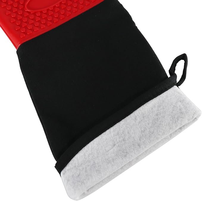 1 Pair Extra Long Professional Oven Mitts, Non-Slip Silicone Grip Heat Resistant,19.7" Length,Up to 572℉ for BBQ Cooking Baking Grilling (Red)