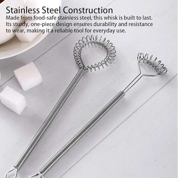 Stainless Steel Mini Whisk Set of 2, Small Wire Hand Whisks, Kitchen Cookware for Cooking, Whisking, Blending, Beating, 6.5inch