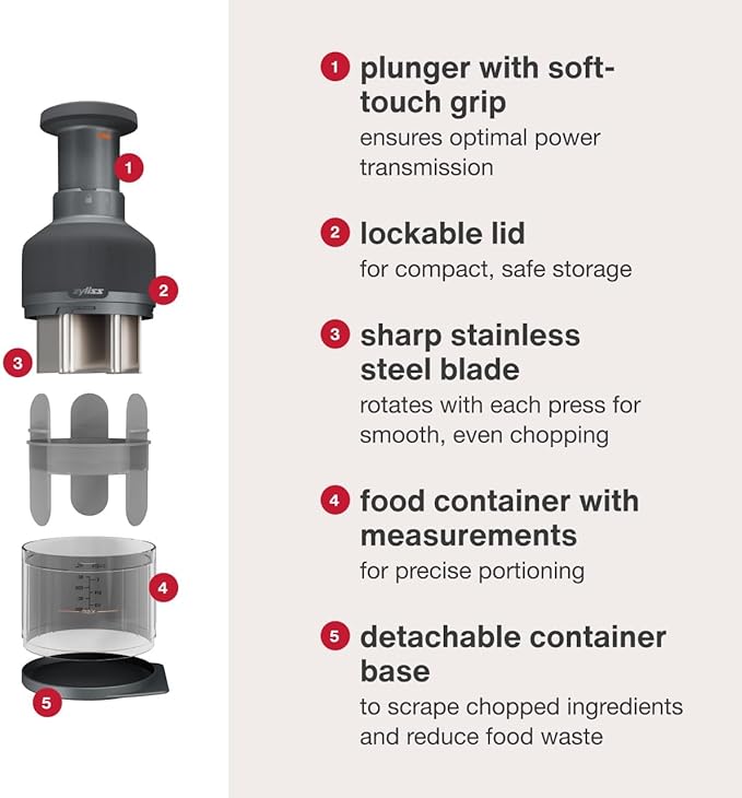 Zyliss Zick Zick Classic Food Chopper - Convenient for Easy, Healthy Meal Prep - Manual Vegetable Chopper with Stainless Steel Blades - Compact & Dishwasher Safe - Zick Zick 3.0
