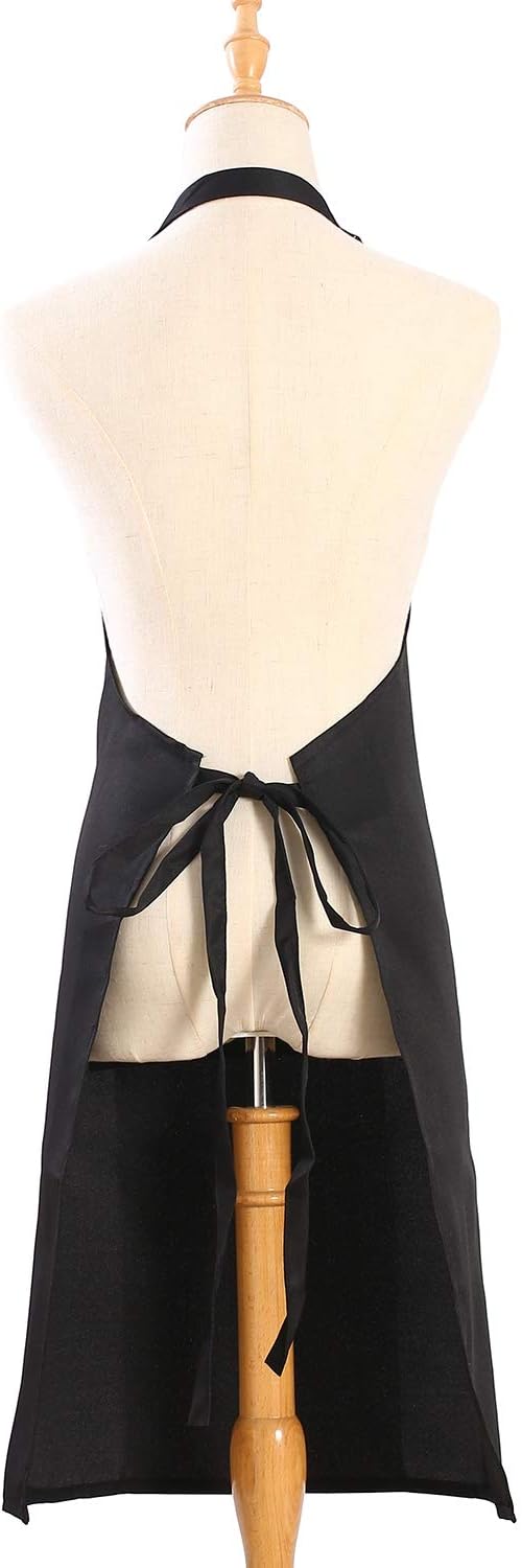 Tosewever 2 Pack Adjustable Bib Apron with 2 Pockets, Waterdrop Resistant Cooking Kitchen Aprons for Women Men Chef Couple BBQ Painting (Black, 2)