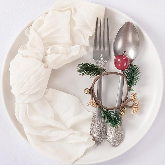 MLMC 24 Pack Cheesecloth Napkins Wedding Napkins 21"x21" Boho Reusable Napkins in Bulk for Wedding Bridal Baby Shower Events Table Decor Ivory White