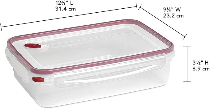 Sterilite Ultra-Seal 16 Cup Rectangle, Airtight Food Storage Container, Latching Lid, Microwave and Dishwasher Safe, Clear With Blue Gasket, 1-Pack