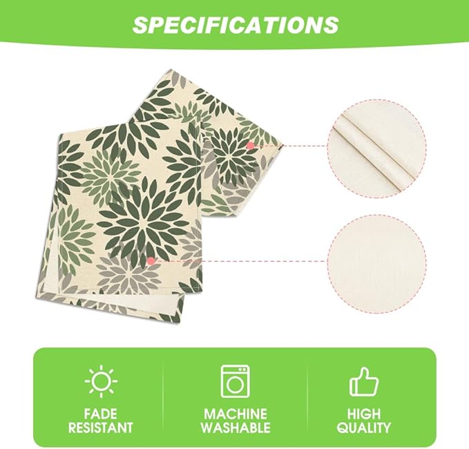 Artoid Mode Green Dahlia Aqua Floral Pinnata Flower Table Runner, Seasonal Holiday Kitchen Dining Table Decoration for Home Party Decor 13x72 Inch