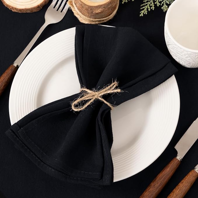 Socomi Cloth Napkins Black Easter Spring Washable Reusable Bulk Linen Cotton Napkins Set of 10 17"x17" for Wedding Party Bridal Baby Shower Birthday Dining Table Decorations