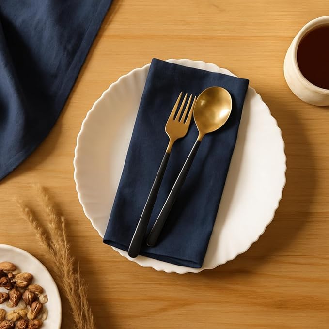 Cloth Napkins Set of 12 Navy Blue Solid Dinner Napkins 18x18 Inch, 100% Cotton, Soft Absorbent Reusable Washable Durable Napkin, Decorations, Restaurant, Wedding & Table Décor, Everyday Use