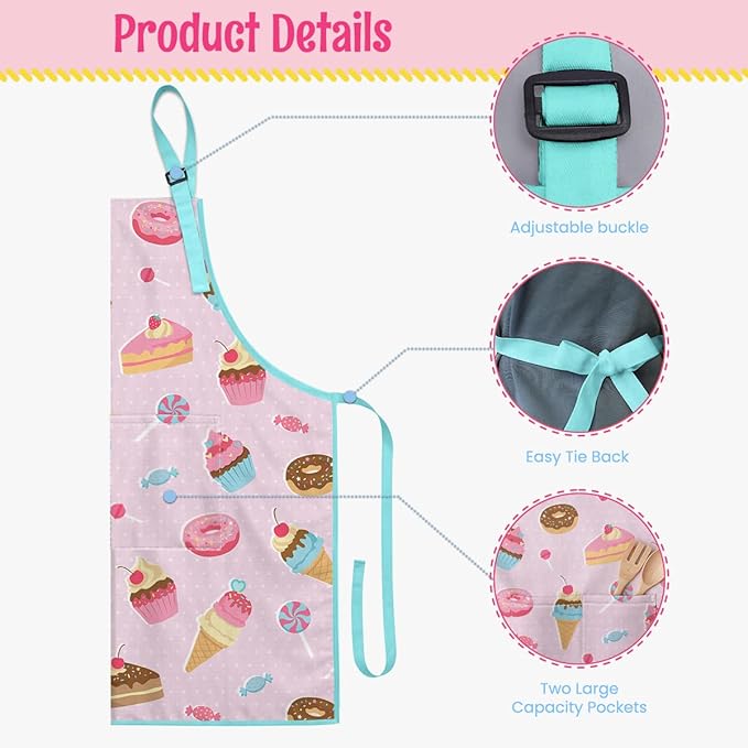 SANDJEST Kids Apron with Chefs Hat Set, Kitchen Apron Gifts