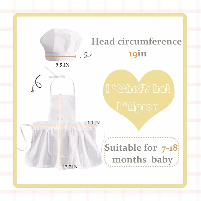 KHC-KHF Newborn Photography Prop Baby Chef Outfits Chef Hat Apron Set Infant Chef Costume Toddler Cosplay Costume Boy Girl