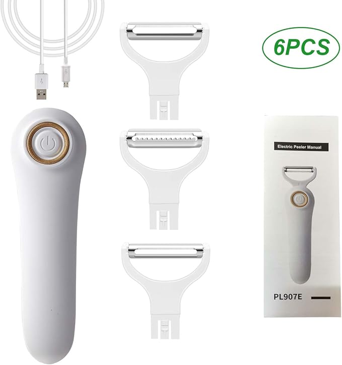 Electric Potato Peeler, Handheld Electric Vegetables and Fruit Peeler 3-in-1 Pro Set, USB Rechargeable Kitchen Gadgets for Apples, Potato, Carrots, Cucumber