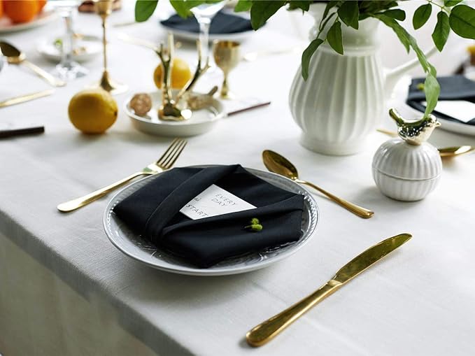 Black Cloth Napkins Set of 12,100% Cotton Napkins,18 x18 inch,Formal Dinner Napkins for Hallooween,Washable,Soft,Thick（Formal Black）