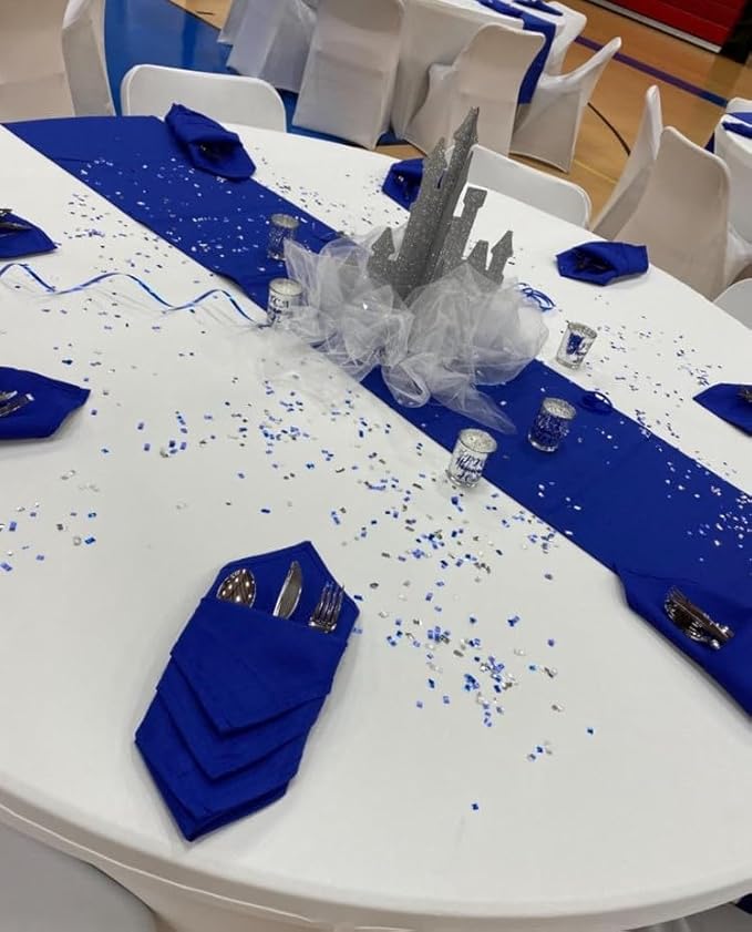Your Chair Covers Cloth Polyester Napkins, 20 x 20 Inch, Washable Dinner Fabric Linen Napkins with Hemmed Edges for Restaurant, Wedding and Holiday Pack of 10 (Royal Blue)