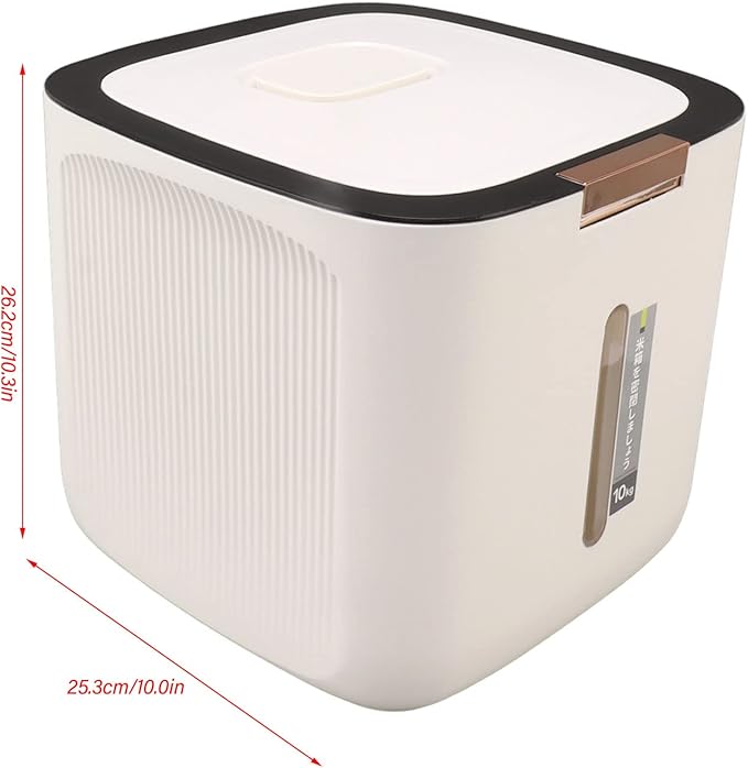 Pssopp 22.lb Rice Storage Container, Food Storage Container with Lid and Measuring Cup Moistureproof Cereal Grain Storage Box for Beans Grain Flour and Pet Food (Black)