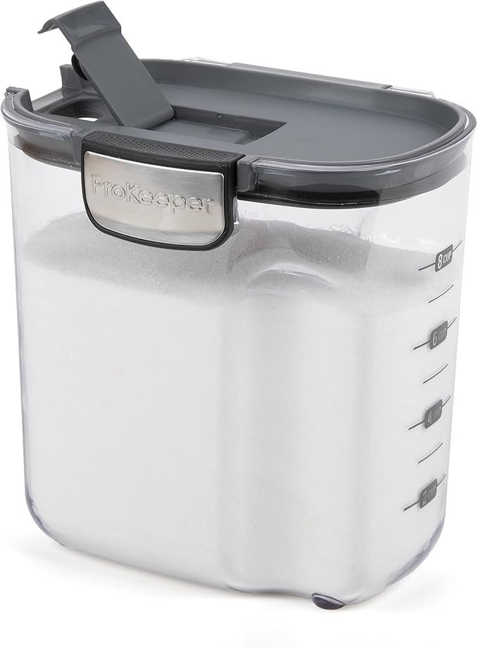 ProKeeper+ By Progressive International Clear Plastic Airtight Food Baker's Kitchen Storage Organization Container Canister Set with Magnetic Accessories (Sugar 2.5-Quart)
