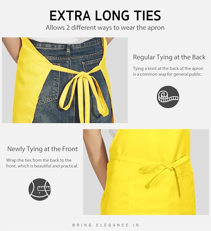 Syntus Apron for Men Women, Adjustable Cooking Kitchen Chef Aprons with 2 Pockets, Cotton/Polycotton/Polyester