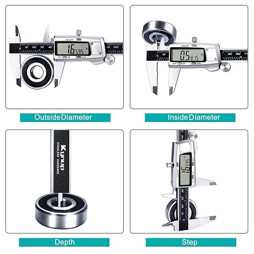 Kynup Digital Caliper, Caliper Measuring Tool, Micrometer Dial Vernier Caliper Digital, Full Turn Off, Stainless Steel, Switch from Inch Metric Fraction, Black(6Inch/150MM)