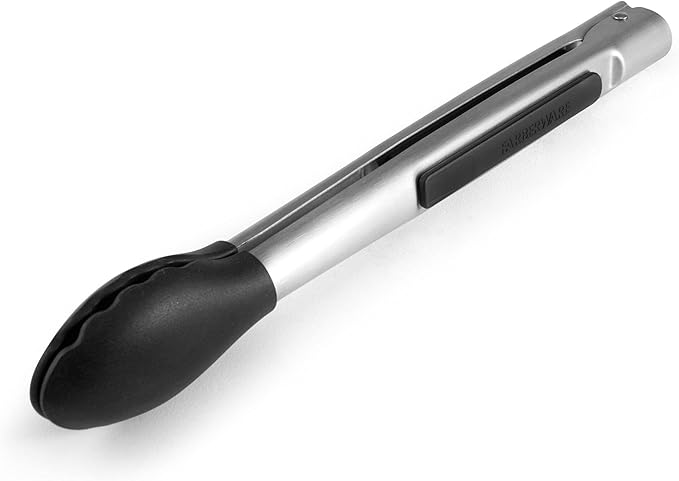 Farberware Pro 5282802 Silicone Head One Hand Lock Tong, 12-Inch, Black