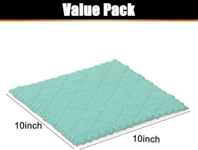 Mordimy 24 Pack Kitchen Cloths Dish Towels (10" x 10", Green & Pink), Super Soft and Absorbent Dish Cloths, Coral Velvet Microfiber Cleaning Cloth, Nonstick Oil Fast Dry Dishcloths