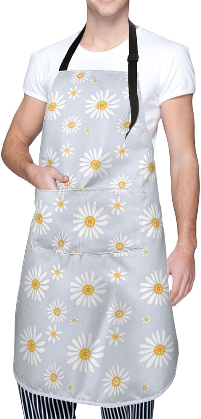 Perinsto Waterproof Apron With 2 Pockets Kitchen Chef Aprons Bibs For Cooking Baking Painting Gardening Grooming