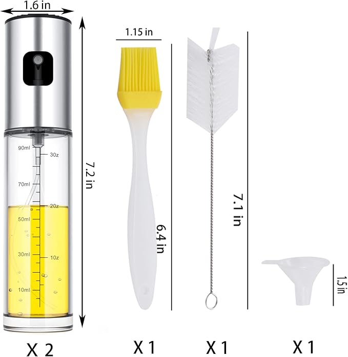 NIKKIER Oil Sprayer for Cooking,2 Pack 100ml Olive Oil Spritzer,Oil Sprayer for Air Fryer, Salad,BBQ,Roasting