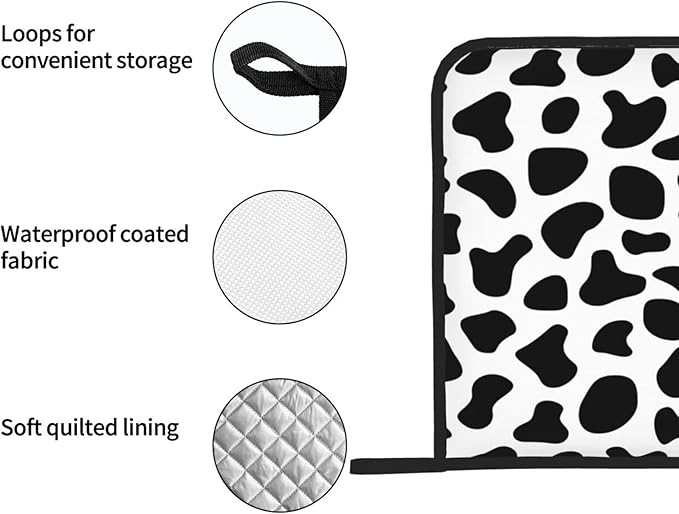 Pot Holders 2Pcs Black White Spots Cow Skin, Pot Holder for Kitchen Heat Resistant,Potholder for Microwave Cooking Baking Oven End Dishes and BBQ