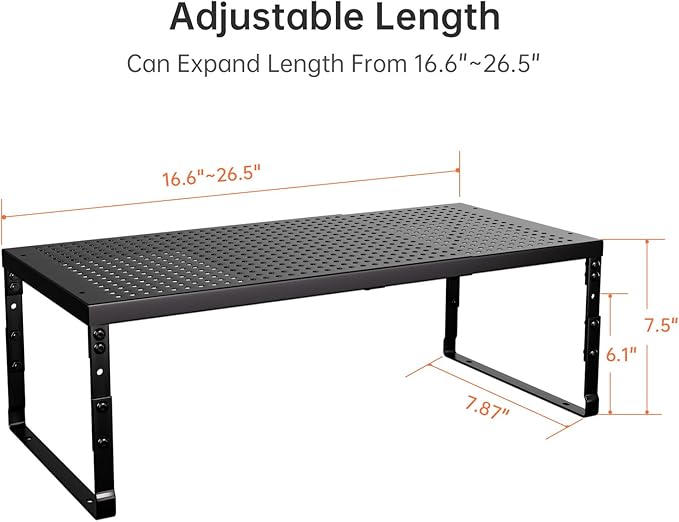 Expandable Adjustable Stackable Kitchen Organizer,Pantry Storage Shelves Racks,for cabinets Shelf, Kitchens, countertops, bathrooms,RV(1Pack/Black,Medium)