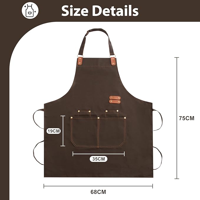 Apron for Men Women, Chef Apron with Adjustable Neck Strap, Heavy Duty Apron with Pockets, for Cooking, Gardening