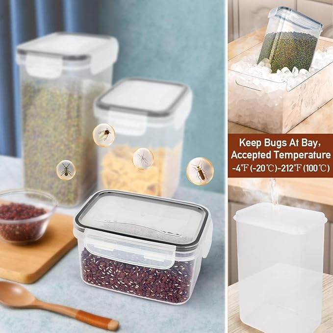 JUJOJB Airtight Food Storage Containers Set with Lids - 30 pack, BPA Free Plastic Kitchen and Pantry Organization, Plastic Leak-proof Canisters for Cereal Flour & Sugar - Labels & Marker
