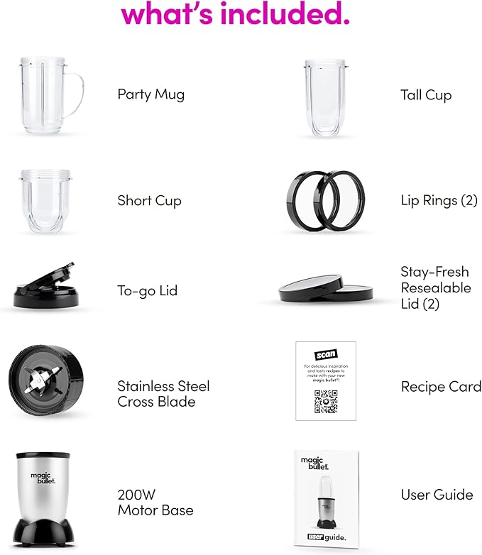Magic Bullet Blender,Small,Silver,11 Piece Set,(Pack of 2)