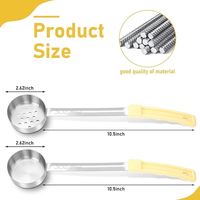 Teenyyou 8 Pcs Portion Control Serving Spoons Portion Scoops Cups Solid and Slotted Stainless Steel Ladle Spoon for Food, Serving Utensils Set for Parties (Beige,3 oz)