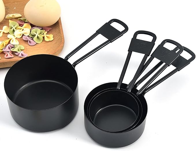 9PCS Black Stainless Steel Measuring Cups and Spoons Set, Heavy Duty Measuring Cup Set