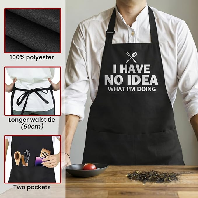 SANDJEST Funny Apron for Dad - Birthday Father’s Day Cooking Grilling Gifts for Mens