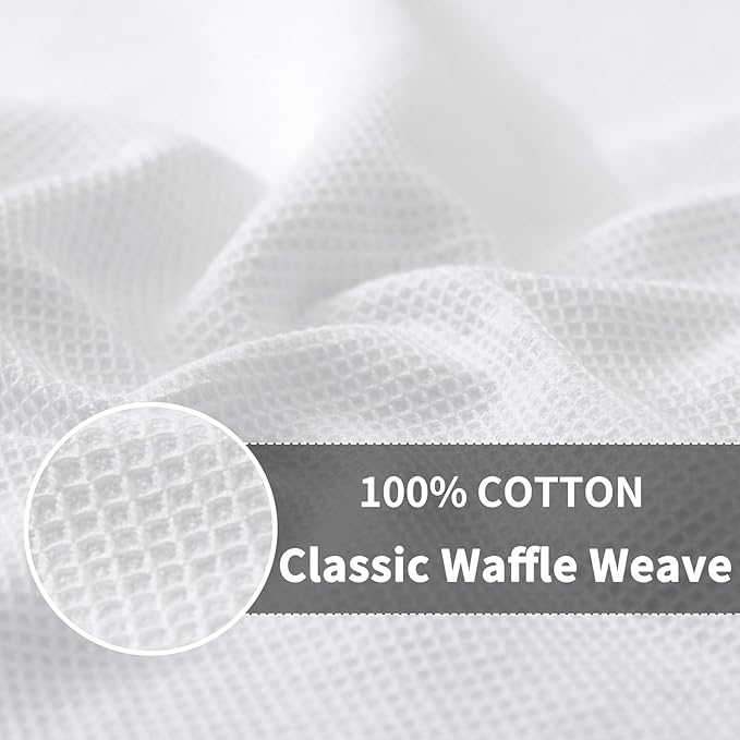 Homaxy 100% Cotton Waffle Weave Kitchen Towels - 4 Pack Soft and Absorbent Dish Towels - 16 x 26 Inches Quick Dry Hand Towels - White