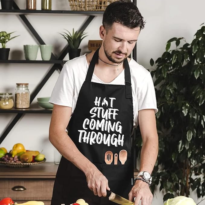 Funny apron for men Adjustable Waterproof with Pockets for Cooking Baking BBQ Gift Apron for Day, Birthday Gifts