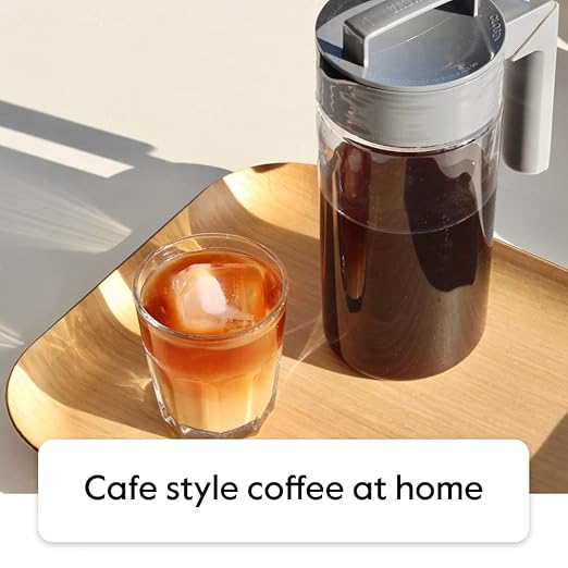 Takeya Deluxe Cold Brew Coffee Maker - BPA-Free Tritan Pitcher with Airtight Leakproof Lid, Silicone Grip Handle, Fine-Mesh Filter - Shatter-Proof, Dishwasher Safe, Made in USA - 1 Quart/Stone
