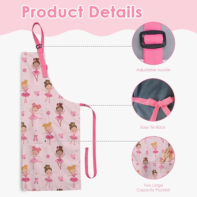 SANDJEST Kids Apron with Chefs Hat Set, Kitchen Apron Gifts