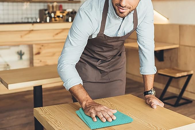 Softolle Bar Mop Towels, Pack of 12-16x19 Inches - 100% Cotton Super Absorbent Towels, Multi-Purpose for Home and Bar Cleaning (Aqua)