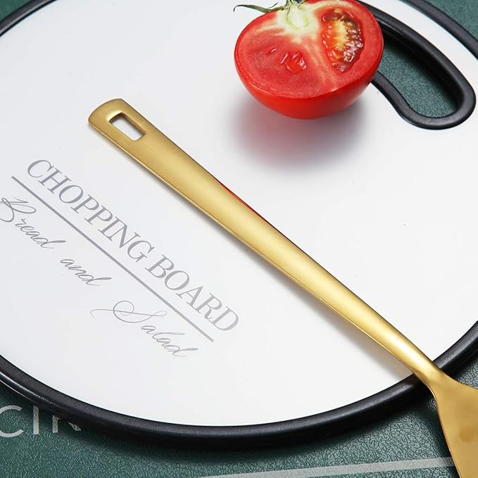 Gold Potato Masher, Berglander Heavy Duty Metal Potato Ricer Stainless Steel With Titanium Gold Plating, Food Utensil Hand, Vegetables Fruits Mashe, Dishwasher Safe, Easy to Clean